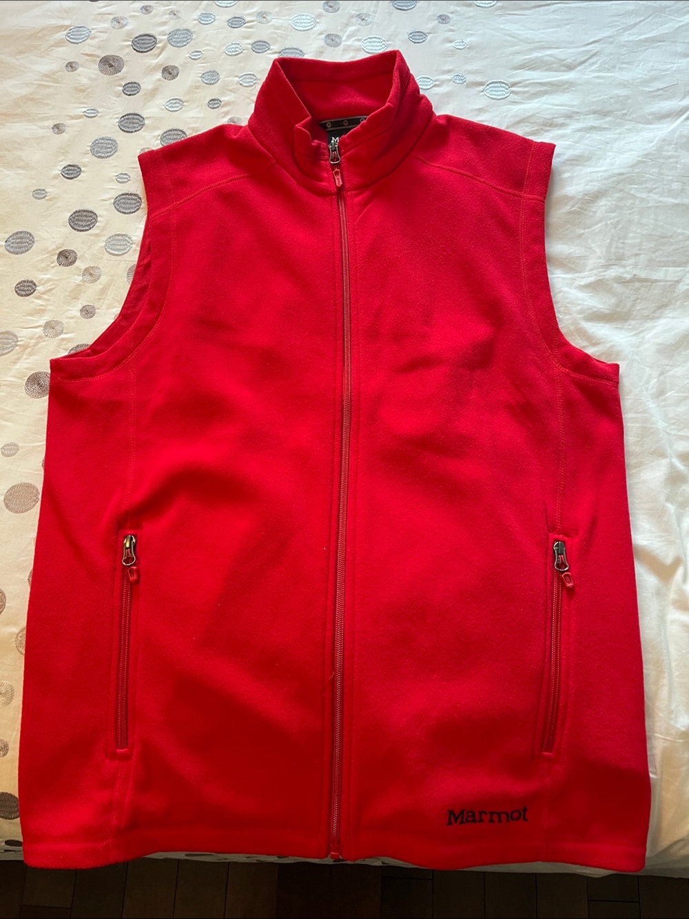 Marmot Bright Red Fleece Vest with Zip Pockets